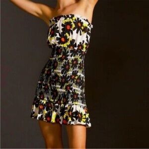 Anthropologie PLENTY BY TRACY REESE Dress In Smocked Black Floral XS